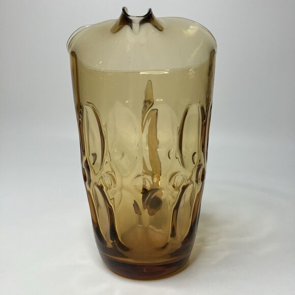Vtg Amber Glass Pitcher Fostoria Mesa approx 7.5" tall - Picture 2 of 11